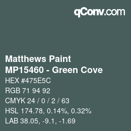 Code couleur: Matthews Paint - MP15460 - Green Cove | qconv.com