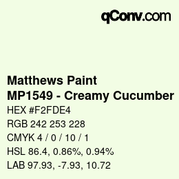 Farbcode: Matthews Paint - MP1549 - Creamy Cucumber | qconv.com