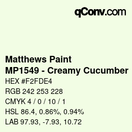 Color code: Matthews Paint - MP1549 - Creamy Cucumber | qconv.com