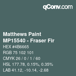 Código de color: Matthews Paint - MP15540 - Fraser Fir | qconv.com