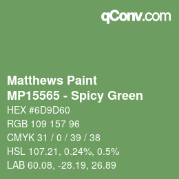 Color code: Matthews Paint - MP15565 - Spicy Green | qconv.com