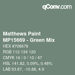 Color code: Matthews Paint - MP15669 - Green Mix | qconv.com