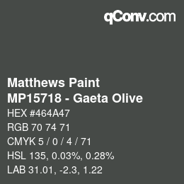 Farbcode: Matthews Paint - MP15718 - Gaeta Olive | qconv.com