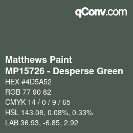 カラーコード: Matthews Paint - MP15726 - Desperse Green | qconv.com