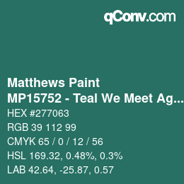 Farbcode: Matthews Paint - MP15752 - Teal We Meet Again | qconv.com