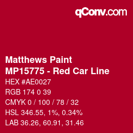 Color code: Matthews Paint - MP15775 - Red Car Line | qconv.com