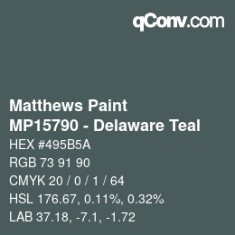 Color code: Matthews Paint - MP15790 - Delaware Teal | qconv.com
