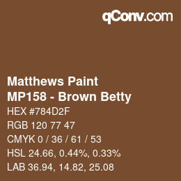 Code couleur: Matthews Paint - MP158 - Brown Betty | qconv.com