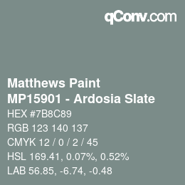 Color code: Matthews Paint - MP15901 - Ardosia Slate | qconv.com