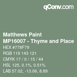 Color code: Matthews Paint - MP16007 - Thyme and Place | qconv.com