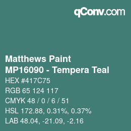 Color code: Matthews Paint - MP16090 - Tempera Teal | qconv.com