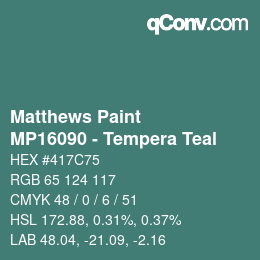 Code couleur: Matthews Paint - MP16090 - Tempera Teal | qconv.com