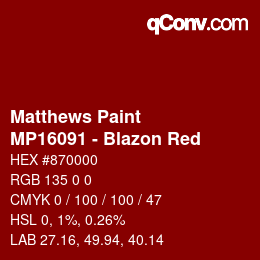 Color code: Matthews Paint - MP16091 - Blazon Red | qconv.com