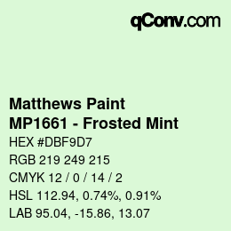 Code couleur: Matthews Paint - MP1661 - Frosted Mint | qconv.com