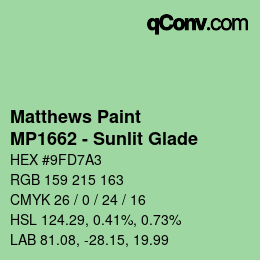 Color code: Matthews Paint - MP1662 - Sunlit Glade | qconv.com