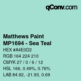 Color code: Matthews Paint - MP1694 - Sea Teal | qconv.com