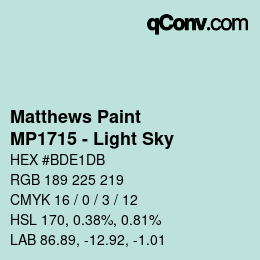 Color code: Matthews Paint - MP1715 - Light Sky | qconv.com