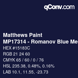 Code couleur: Matthews Paint - MP17314 - Romanov Blue Met | qconv.com