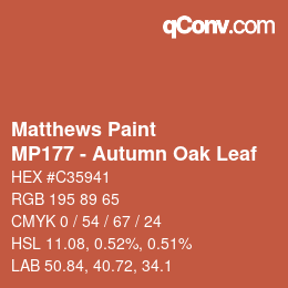 Color code: Matthews Paint - MP177 - Autumn Oak Leaf | qconv.com