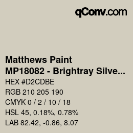 Color code: Matthews Paint - MP18082 - Brightray Silver Met | qconv.com