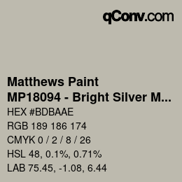 Código de color: Matthews Paint - MP18094 - Bright Silver Met | qconv.com
