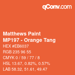 Color code: Matthews Paint - MP197 - Orange Tang | qconv.com