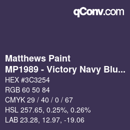 Code couleur: Matthews Paint - MP1989 - Victory Navy Blue | qconv.com