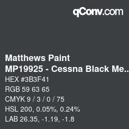Color code: Matthews Paint - MP19925 - Cessna Black Met | qconv.com