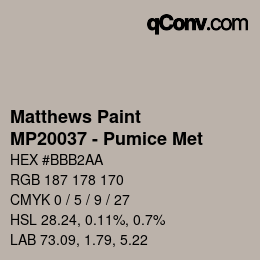 Código de color: Matthews Paint - MP20037 - Pumice Met | qconv.com