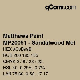 Code couleur: Matthews Paint - MP20051 - Sandalwood Met | qconv.com