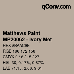 Color code: Matthews Paint - MP20062 - Ivory Met | qconv.com