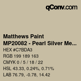 カラーコード: Matthews Paint - MP20082 - Pearl Silver Met | qconv.com