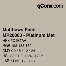 Color code: Matthews Paint - MP20083 - Platinum Met | qconv.com