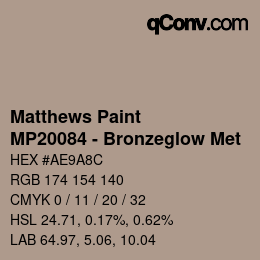 Code couleur: Matthews Paint - MP20084 - Bronzeglow Met | qconv.com