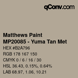 Color code: Matthews Paint - MP20085 - Yuma Tan Met | qconv.com