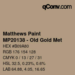 Color code: Matthews Paint - MP20138 - Old Gold Met | qconv.com