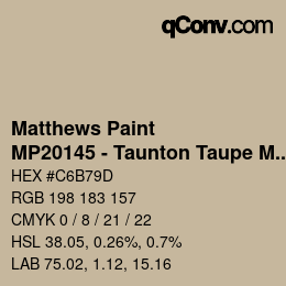 Color code: Matthews Paint - MP20145 - Taunton Taupe Met | qconv.com