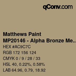 Color code: Matthews Paint - MP20146 - Alpha Bronze Met | qconv.com