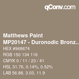 Color code: Matthews Paint - MP20147 - Duronodic Bronze Met | qconv.com