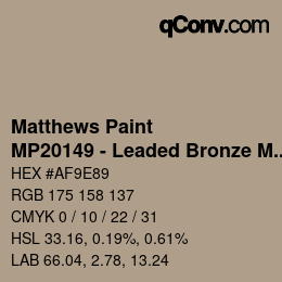 Color code: Matthews Paint - MP20149 - Leaded Bronze Met | qconv.com