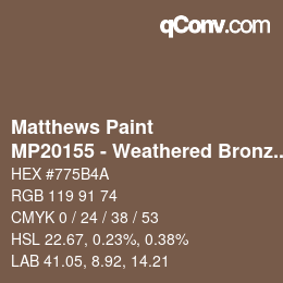 Color code: Matthews Paint - MP20155 - Weathered Bronze Met | qconv.com