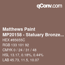 カラーコード: Matthews Paint - MP20158 - Statuary Bronze Met | qconv.com