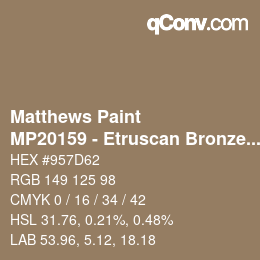 Color code: Matthews Paint - MP20159 - Etruscan Bronze Met | qconv.com