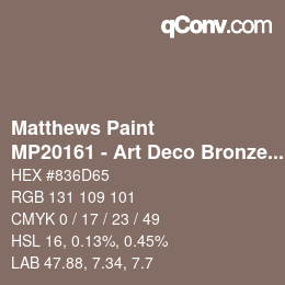 Color code: Matthews Paint - MP20161 - Art Deco Bronze Met | qconv.com