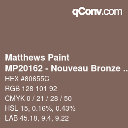 Color code: Matthews Paint - MP20162 - Nouveau Bronze Met | qconv.com