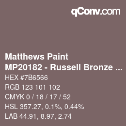 Color code: Matthews Paint - MP20182 - Russell Bronze Met | qconv.com