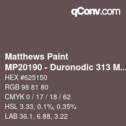 Color code: Matthews Paint - MP20190 - Duronodic 313 Met | qconv.com