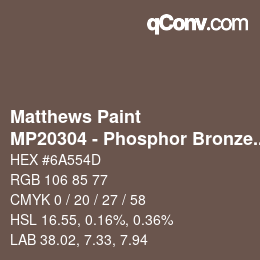 Code couleur: Matthews Paint - MP20304 - Phosphor Bronze Met | qconv.com