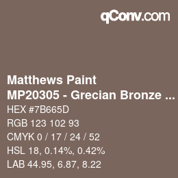 Color code: Matthews Paint - MP20305 - Grecian Bronze Met | qconv.com