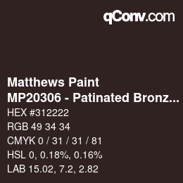 Color code: Matthews Paint - MP20306 - Patinated Bronze Met | qconv.com